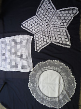 Lot Of 3 Larger Doilies Star/Round/Square Handmade White picture