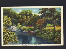 c.1940 Greetings Grayling Michigan MI Linen Postcard POSTED picture