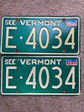 1976 Vermont License Plates- set of two - E 4034 - Nice picture