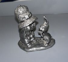 Vintage Pewter Holly Hobbie Girl With rabbit Miniature Figurine picture
