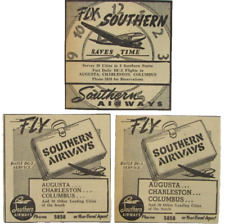 Vintage 1951 SOUTHERN Airways Airlines Newspaper Print Ads picture