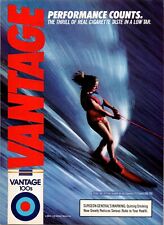 VINTAGE 1986 VANTAGE 100'S CIGARETTES WATER SKI PRINT AD picture