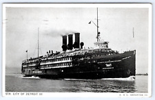 Postcard Steamer Passenger Ship City of Detroit III Ocean Liner Water View c1939 picture