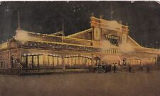 1910 Rare Post card Young's Ocean Pier Illuminated Atlantic City NJ-Night Life picture