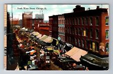 Chicago IL-Illinois, South Water Street, Advertising, Vintage c1909 Postcard picture