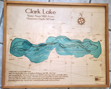 Rare Topographical Clark Lake Southern Michigan Laser Cut Wood Map 25
