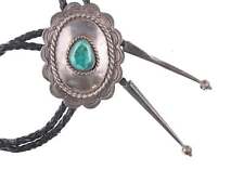 c1950's Navajo Stamped silver and Fox turquoise bolo picture