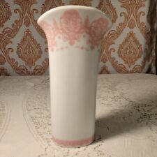 Vintage Especially For You FTD 1992 Ceramic Vase  Pink Lace 7” Flowers BOHO  picture