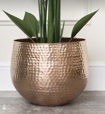 Large Hammered Copper Planter. 10” Tall X 11” Diameter.  picture