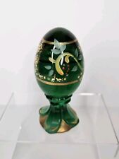 Beautiful Fenton Art Glass Emerald Green Hand Painted Egg Signed & Numbered #262 picture