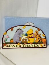 MIdwest Vintage Winnie The Pooh Give Thanks Rustic Resin Plaque Thanksgiving 11” picture