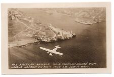 RARE 1930 Pan American Airways Issued Real Photo Postcard Over Miami Airport. picture