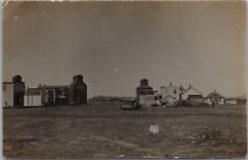 1910s RPPC Photo Postcard Main Street Scene / Grain Elevators Poss. North Dakota picture