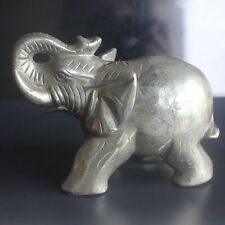 Carved gemstone stone pyrite elephant figurine animal carving home decor 4.3'' picture