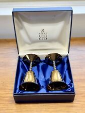 VTG BIRKS Brass Goblets x 2 Made In Canada - Ornate Stem Patina, Original Box picture