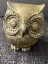 Vintage SOLID BRASS OWL 5”Heavy Paperweight Bookend Shelf Decor Bird picture