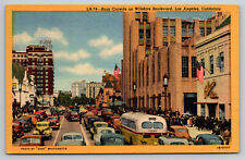 Los Angeles California  Wilshire Busy Crouds 1930's CA Postcard picture