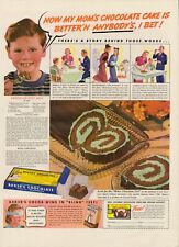 1938 Baker's Chocolate Mom's Chocolate Cake is Better Boy Story Vintage Print Ad picture