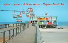 Daytona Beach Florida, Pier Fishing Helicopter Rides Cable Car, Vintage Postcard picture