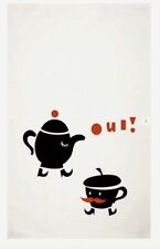 Cute FRENCH theme 'OUI' cotton TEA TOWEL teapot TEA CUP Darling Clementine £18 picture