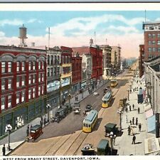 c1910s Davenport, IA Downtown Birds Eye 2nd West Brady PC Main St Streetcar A215 picture