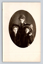 Antique Postcard Pretty Young Ladies Big Hats Dress Victorian Women Vintage Fur picture