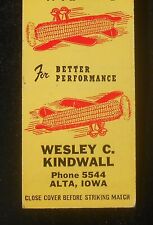 1950s Corn Airplane Farmers Hogs Hampton Wesley C. Kindwall Phone 5544 Alta IA picture