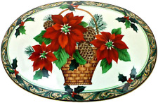 Mikasa Christmas Poinsettia Basket Porcelain Trinket Keepsake Box picture