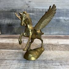 Vintage 70’s Brass Mythical Pegasus Statue Figurine Flying Horse picture