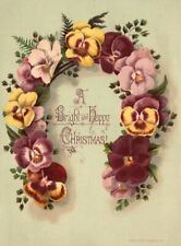 1880s-90s Horse Shoe Flowers A Bright & Happy Christmas Trade Card picture