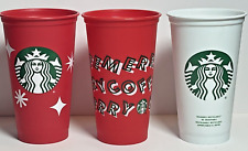 Starbucks 2013 Reusable Cup LOT OF 3 White Red Holiday Hot Grande 16oz NO LIDS picture