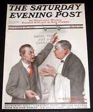 1920 NOV 20, OLD SATURDAY EVENING POST MAGAZINE COVER,ONLY, LESLIE THRASHER ART picture