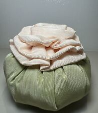 Vintage Silk Taffeta Large Pin Cushion, Pale Pink & Soft Green, PRISTINE  picture