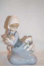 Lladro Little Friskies # 5032 Girl with Kitten and Puppy Figurine Retired picture
