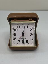 vintage westclox travel alarm clock wind up glowing hands 3x3 in case works picture