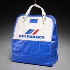 Air France 1960s Vtg Airline Carry On Blue White Vinyl Overnight Travel Bag 15