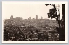San Francisco California, Skyline Telegraph Hill, VTG RPPC Real Photo Postcard picture