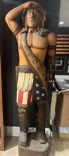 Handmade Wooden Indian Cigar Statue 7 Ft. Patriotic Authentic American Flag picture