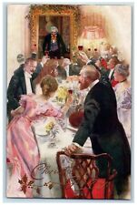 1907 Christmas Greetings Champagne Toss Oilette Tuck's Posted Antique Postcard picture