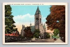 Church Of The Sacred Heart Charleston West Virginia White Border Postcard Unused picture