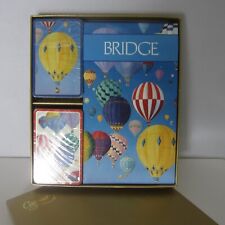 New Caspari Bridge Double Deck Gift Set Score Pad Hot Air Balloons Switzerland picture