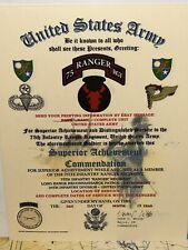 U.S. ARMY-75TH RANGER / 34TH INFANTRY DIVISION SUPERIOR ACHIEVEMENT COMMENDATION picture
