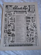 CLAUDE RYE THE MOTORCYCLE PEOPLE LTD ACCESSORIES 1950 POSTER ADVERT A4 FILE 30 picture