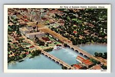 Kankakee, IL-Illinois, Aerial View Business District Antique, Vintage Postcard picture