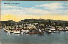 Honolulu Hawaii Docked Ships Ocean View Antique Postcard c1910 picture