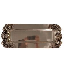 Betty Barrena Hand Crafted Seashell Shells Polished Pewter Tray Mexico - 21