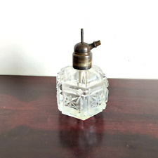1930s Vintage Perfume Cut Glass Brass Cap Atomizer Bottle Decorative G880 picture