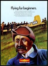 1970 Louis Bleriot and plane portrait Shell Aviation Oil vintage print ad picture
