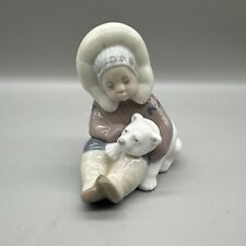Lladro Porcelain Eskimo Inuit Polar Bear 1195 Figurine Hand Made In Spain 5” picture