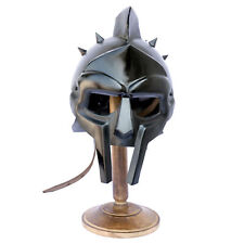 Hand Forged Gladiator Blackened Maximus Roman Spiked Helmet, The Maximus Roma... picture